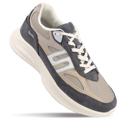 Men's Suede Sports Sneakers - SGE24009 Grey Beige