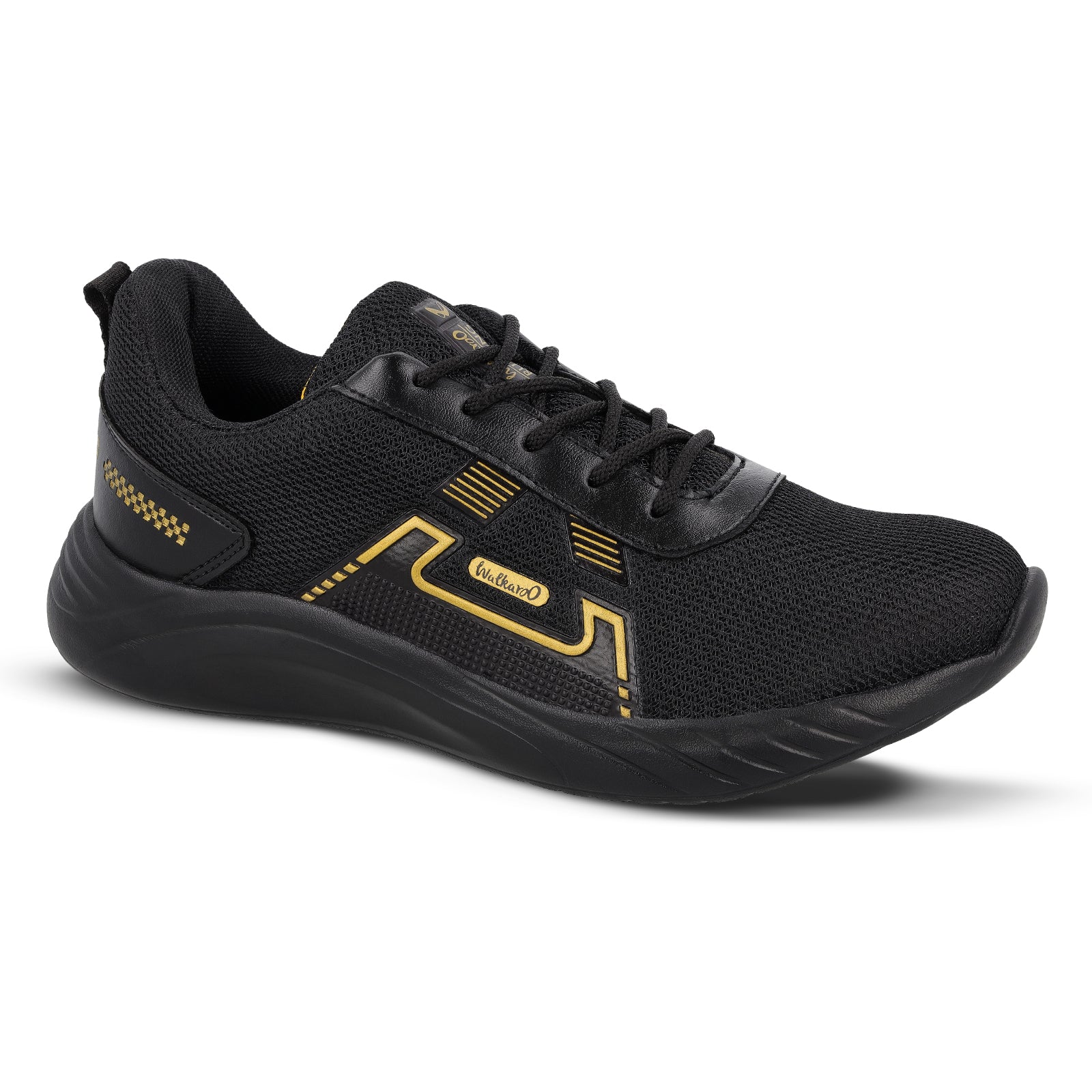 Walkaroo Men walking Shoes - WS3065 Black Gold - Walkaroo Footwear