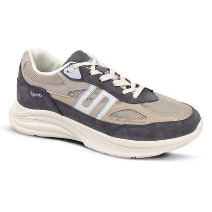 Men's Suede Sports Sneakers - SGE24009 Grey Beige
