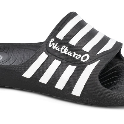 Walkaroo Mens Flip Flop Sliders - WC4835 Black - Walkaroo Footwear