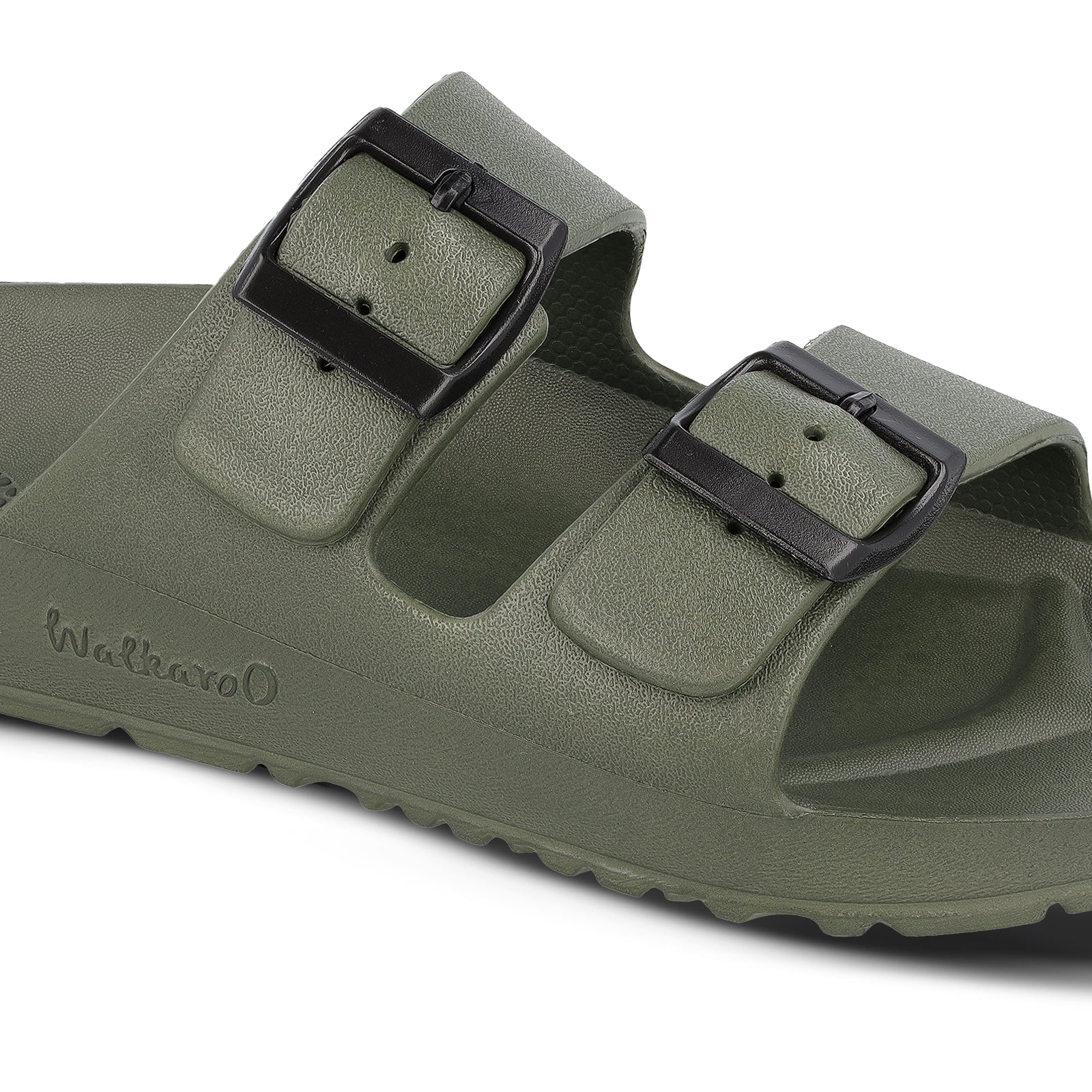 Walkaroo Men Slip On Slide Sandals - WC4808 Olive Green - Walkaroo Footwear