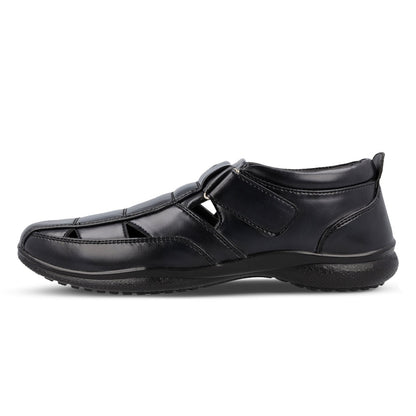 Walkaroo Xgo Men Solid Roman Sandals - WF6255 Black - Walkaroo Footwear