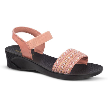 Walkaroo Womens Ankle Strap Heel Sandal - WL7795 Peach - Walkaroo Footwear