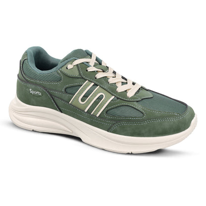 Men's Suede Sports Sneakers - SGE24009 Dark Green