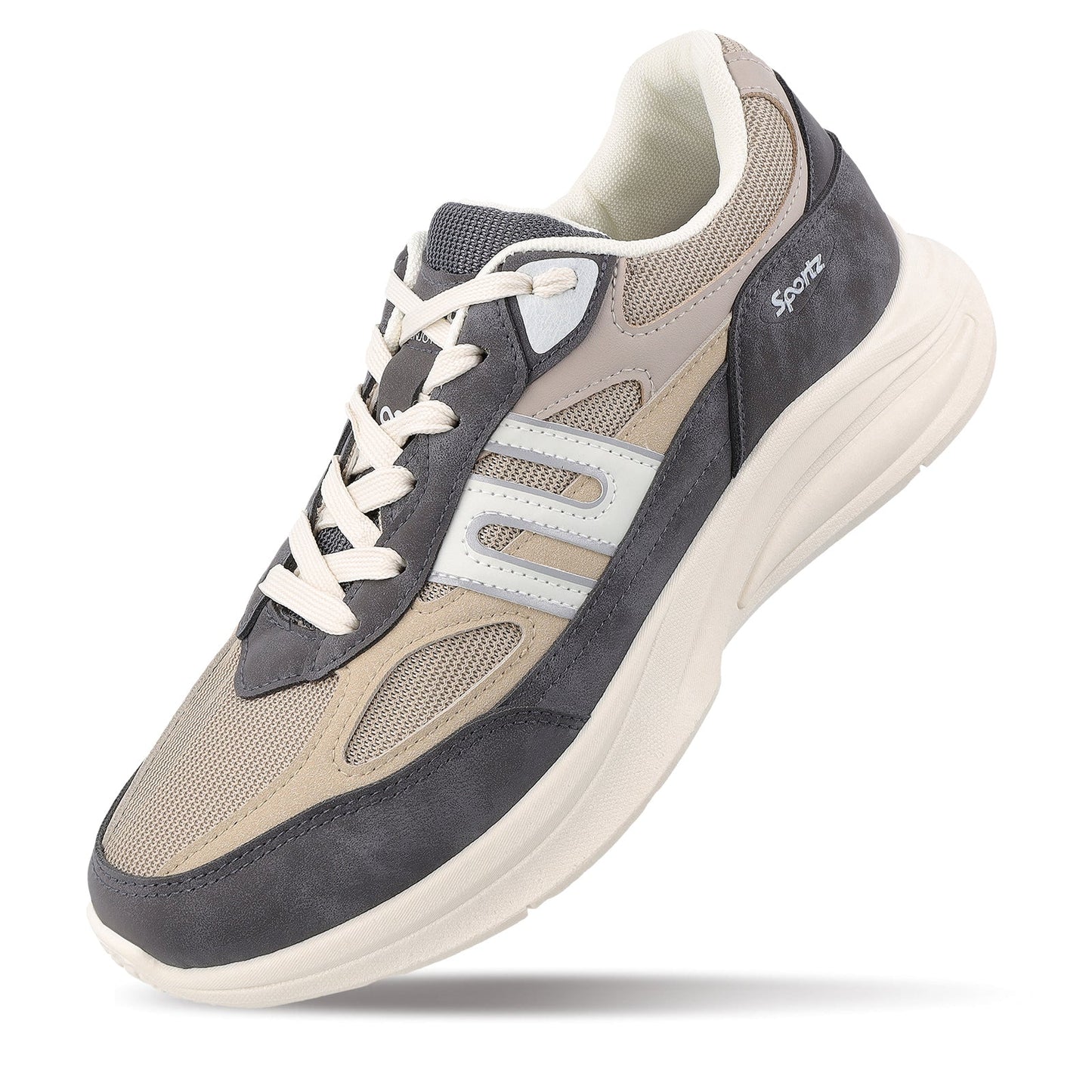 Men's Suede Sports Sneakers - SGE24009 Grey Beige