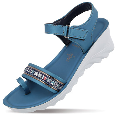 Girl's Wedge Heel Sandals  - WLR77030 Peacock Blue