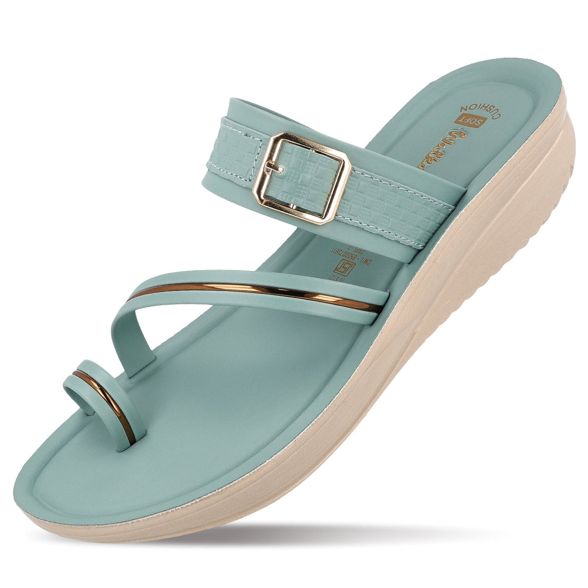 Women's Wedge Heel Sandals  - WLR72032 Teal Blue