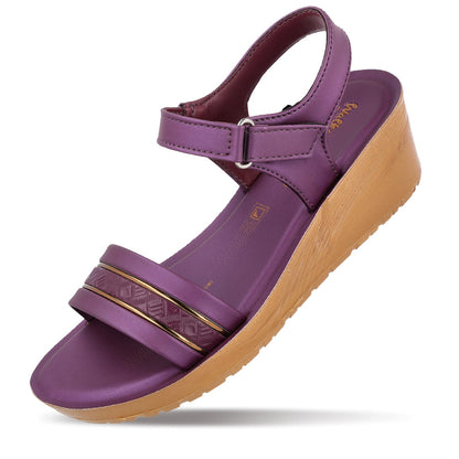 Women's Wedge Heel Sandals  - WLR77025 Plum