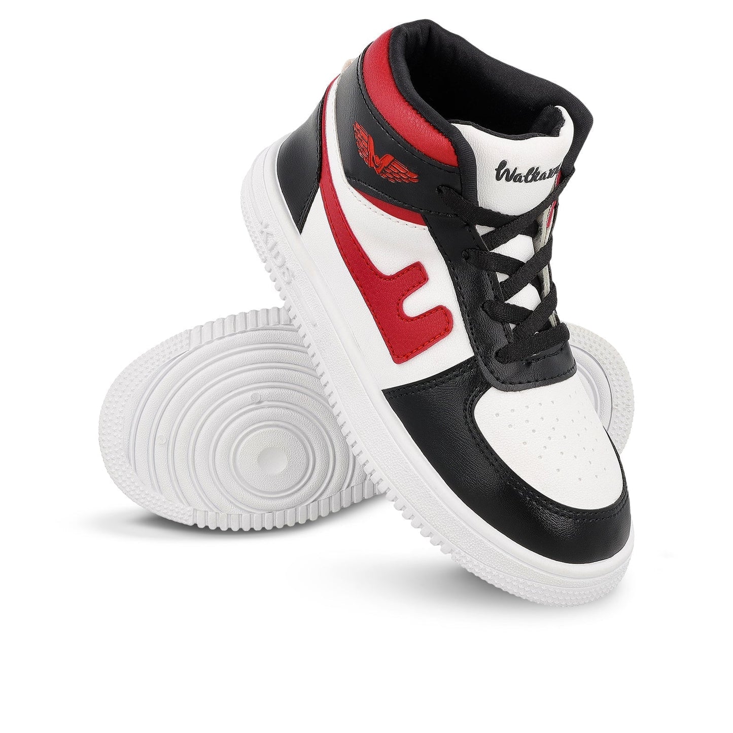 Walkaroo Boys Shoes - WK380 White Black - Walkaroo Footwear