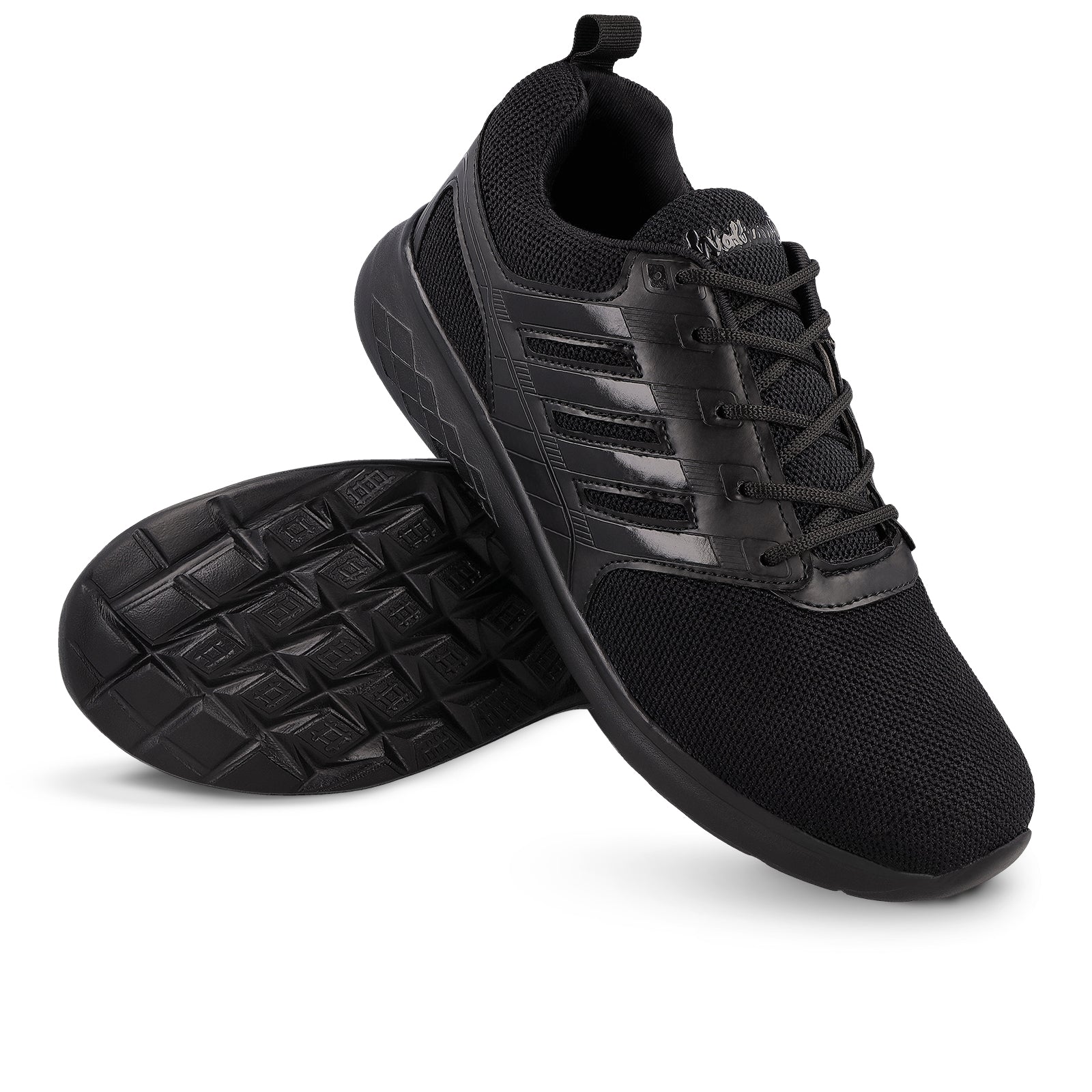 Walkaroo Men Lace-up Training Shoes - WS3008 Black Black - Walkaroo Footwear