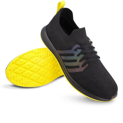 Walkaroo Men Walking and Washable Shoes - XS9771 Black Yellow - Walkaroo Footwear