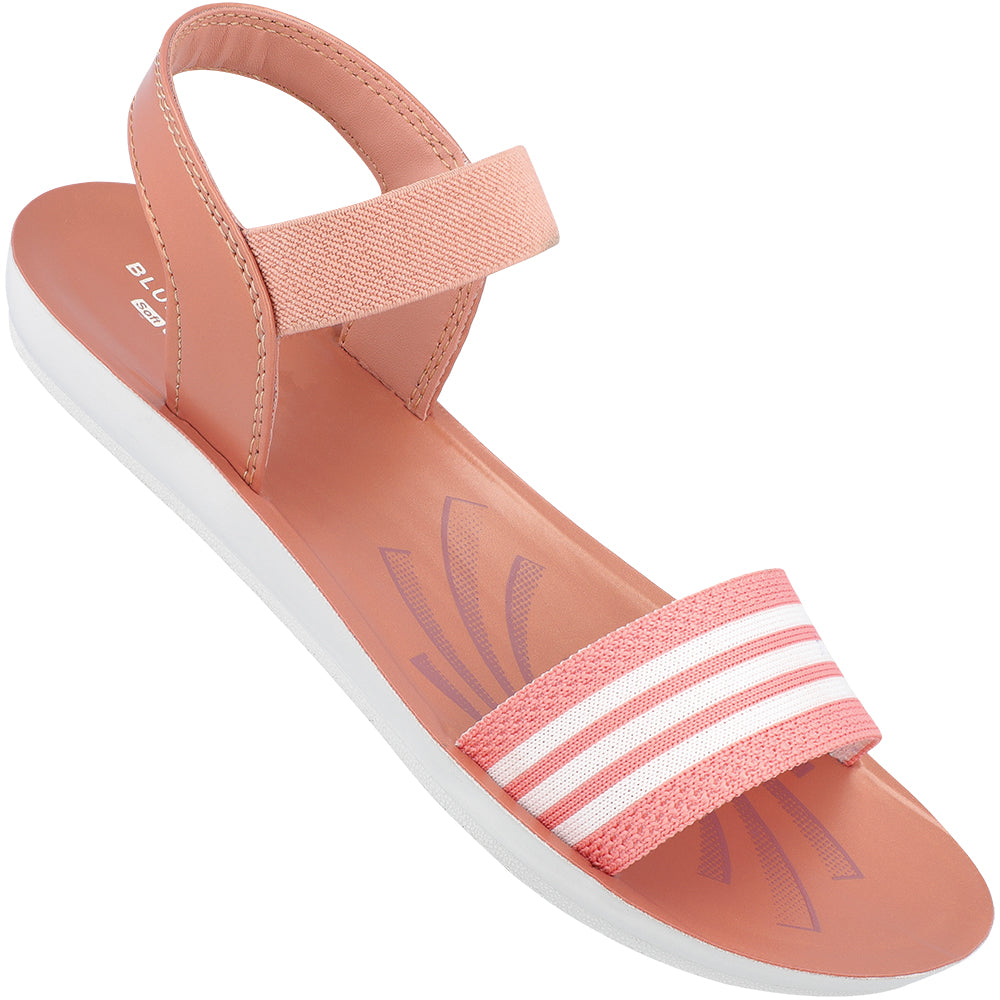 Blue Tyga Girls Ankle Strap Flat Sandals - BT2702 Peach - Walkaroo Footwear