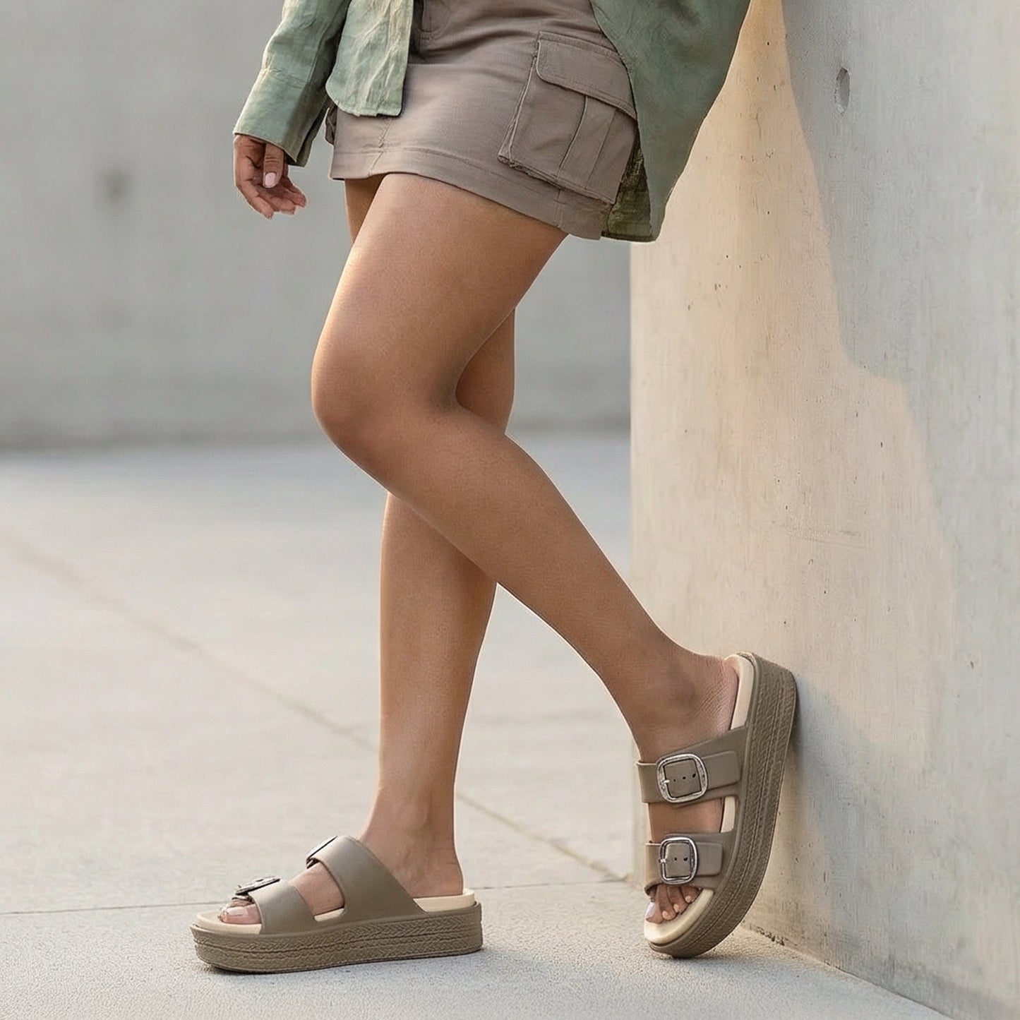 Women's Daily Wear Sandals - MI602 Brown Beige