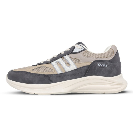 Men's Suede Sports Sneakers - SGE24009 Grey Beige
