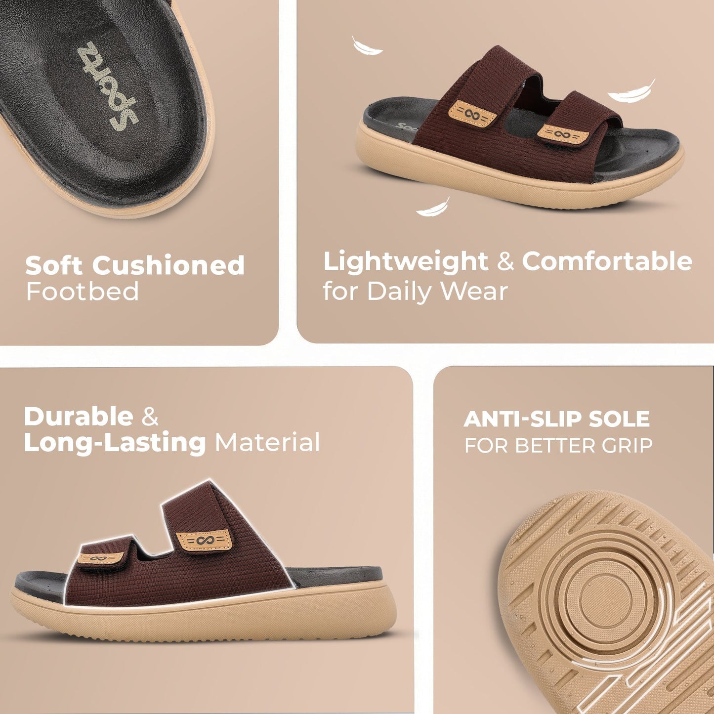 Men's Daily Wear Comfort Sandals - SGE28006 Brown