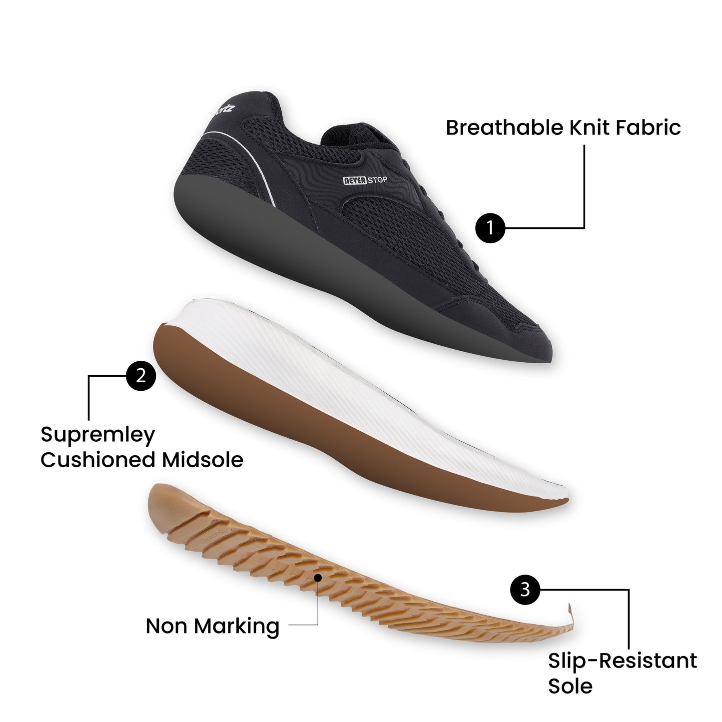 Men's Lace-up Running Shoes - WS9599 Black