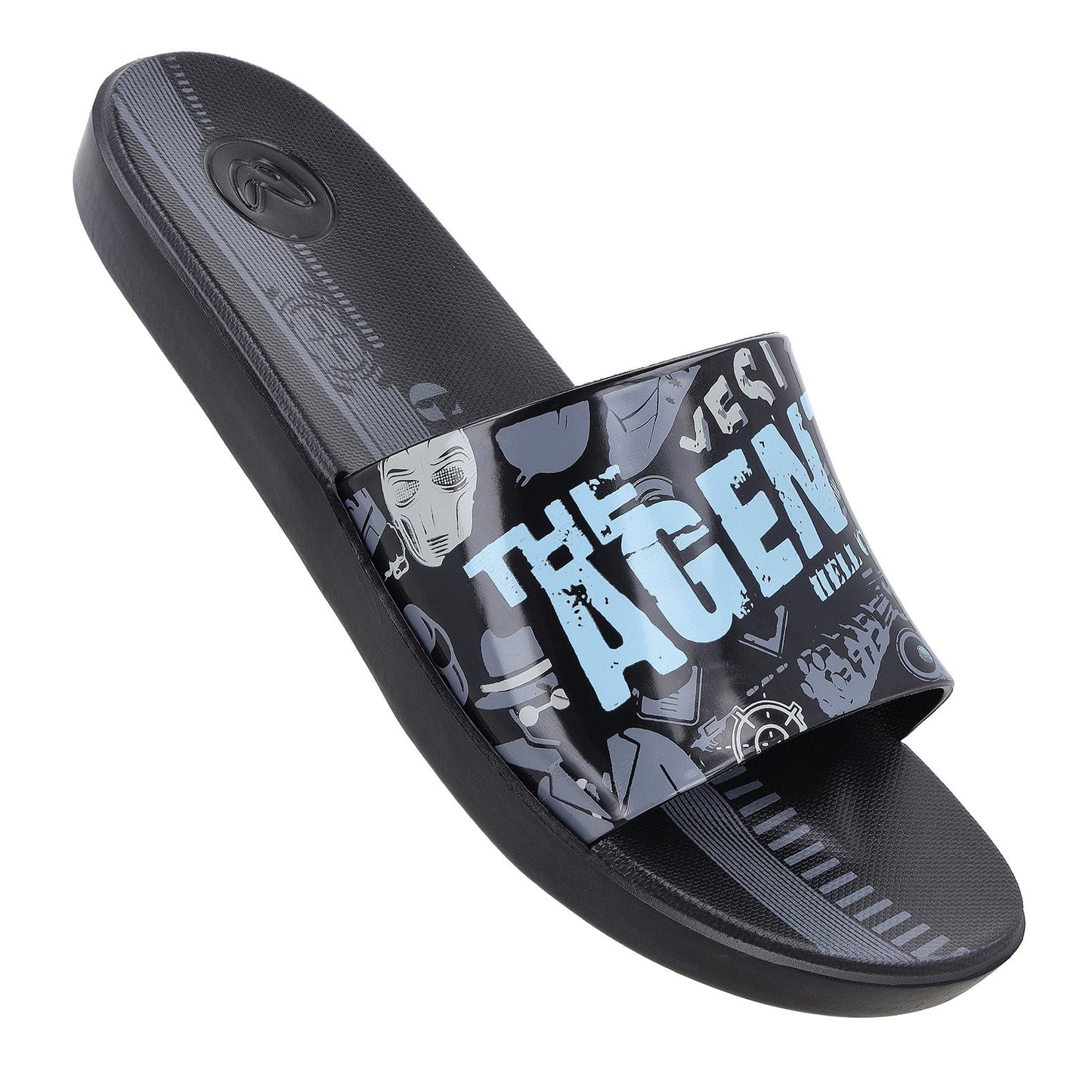 Printed Men's Slider - WC8738 Black