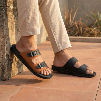 Men's Daily Wear Sandals  - WG5661 Black Tan