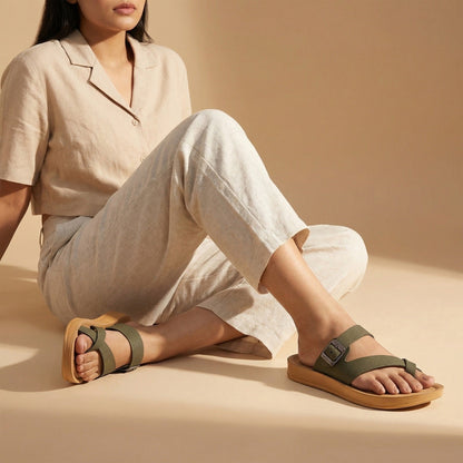 Women's Daily Wear Sandals  - WL7573 Olive Beige