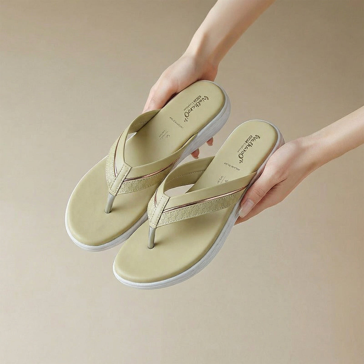 Women's Daily Wear V-Strap Sandals - WLP70414 Pista
