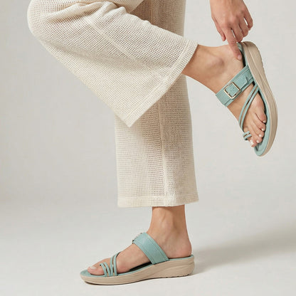 Women's Wedge Heel Sandals  - WLR72032 Teal Blue
