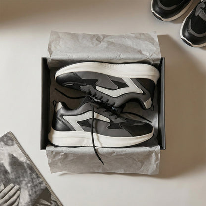 Men's Lace-up Walking Shoes - WS9129 Black Grey
