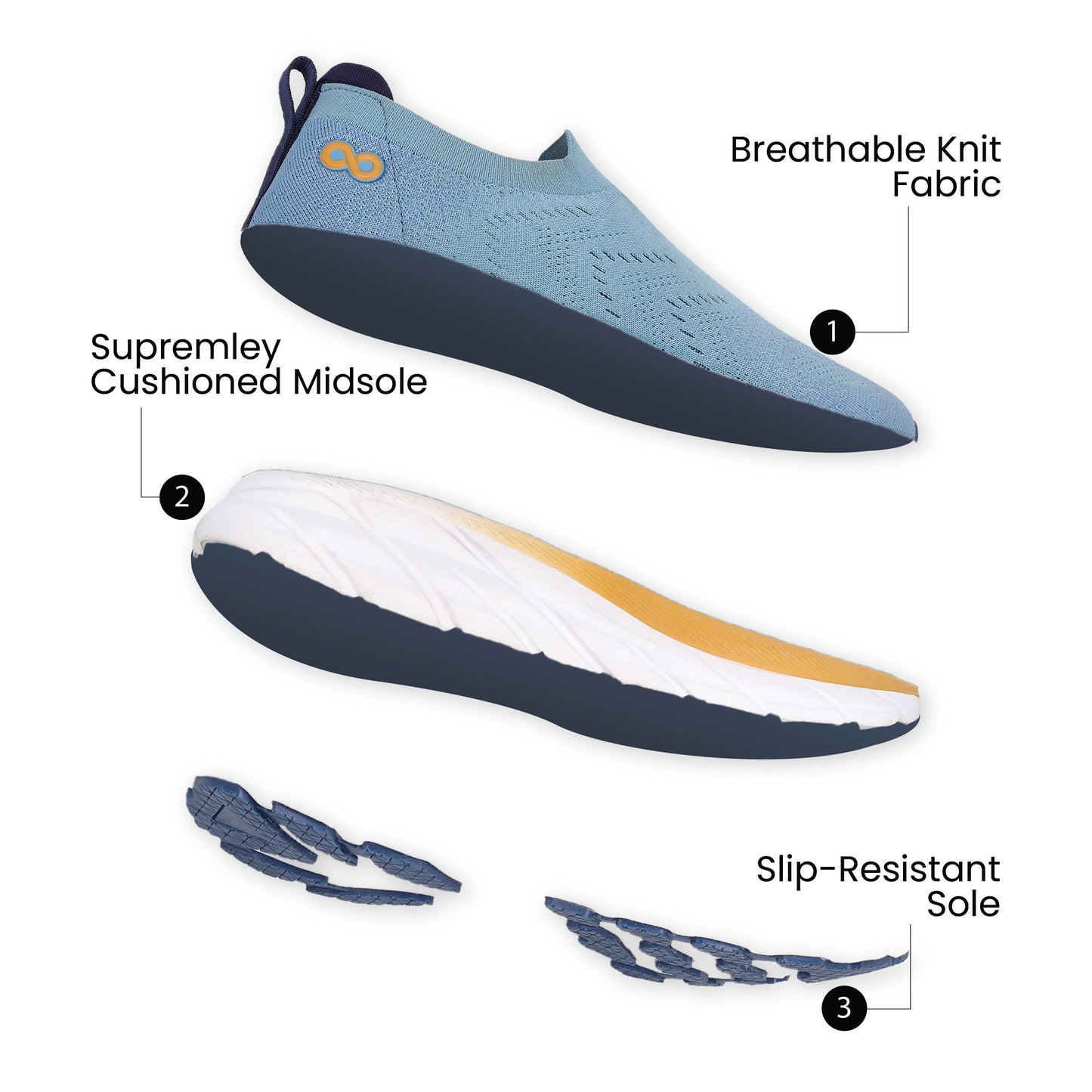 LOBER Men's Slip-on Walking Shoe - WS9139 Slate Blue