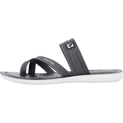 Blue Tyga Men Cross Strap Slide Sandals - BT1302 Black - Walkaroo Footwear