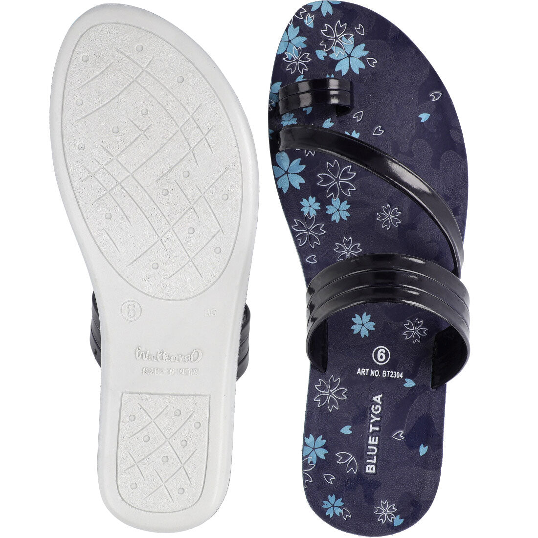 Blue Tyga Womens Cross Strap Slide Sandals - BT2304 Blue - Walkaroo Footwear