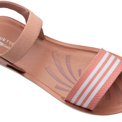 Blue Tyga Womens Ankle Strap Flat Sandals - BT2702 Peach - Walkaroo Footwear