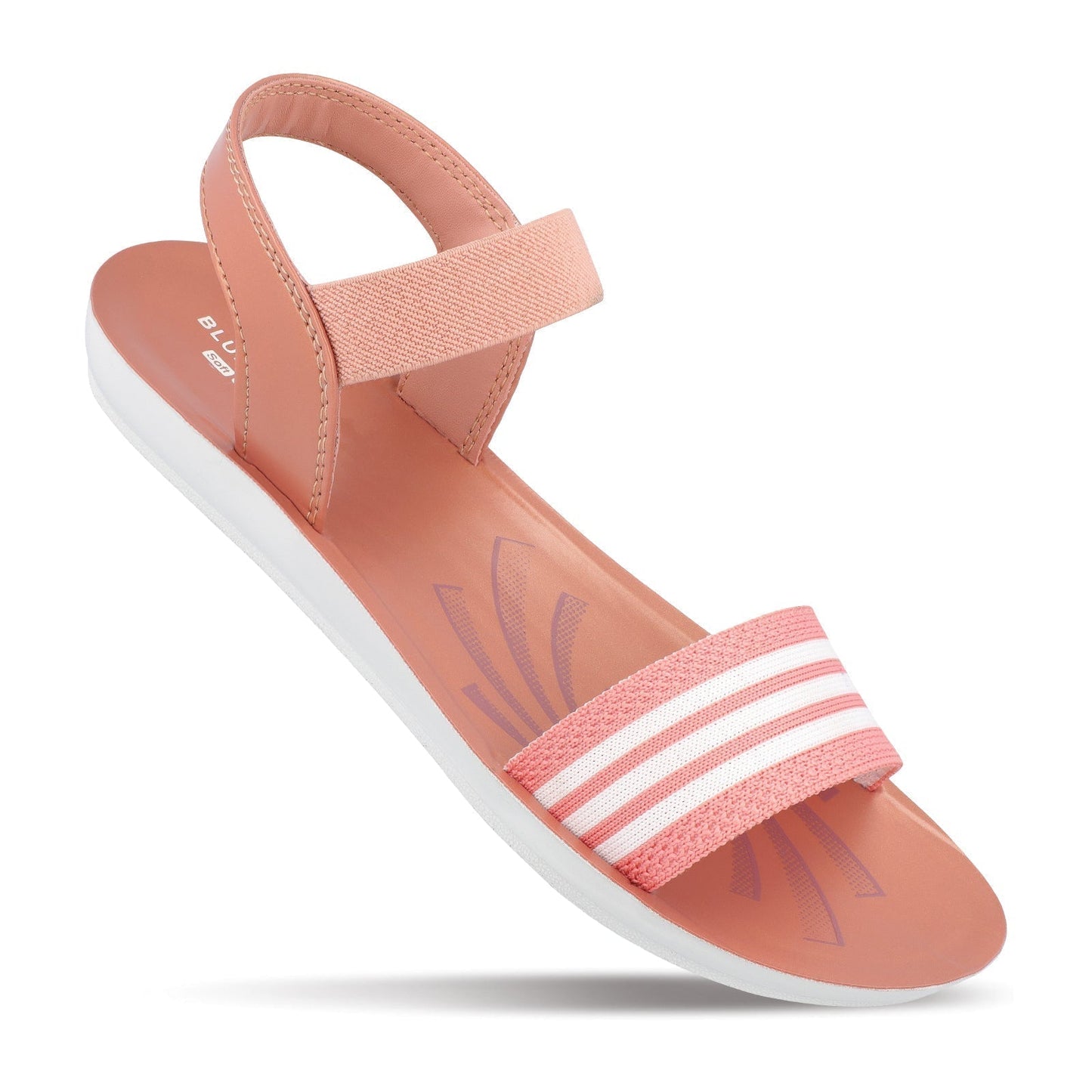 Blue Tyga Womens Ankle Strap Flat Sandals - BT2702 Peach - Walkaroo Footwear