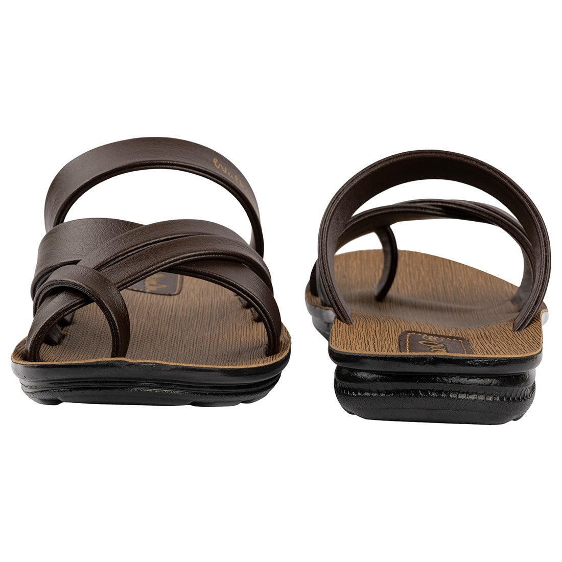 Walkaroo Men Cross Strap Slide Sandals - W5687 Brown - Walkaroo Footwear