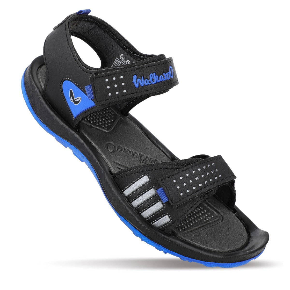 Walkaroo Men Strappy Floater Sandals - WC4301 Black Blue - Walkaroo Footwear