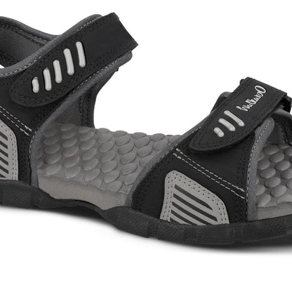 Walkaroo Men Sandal - WC4409 Black Grey - Walkaroo Footwear