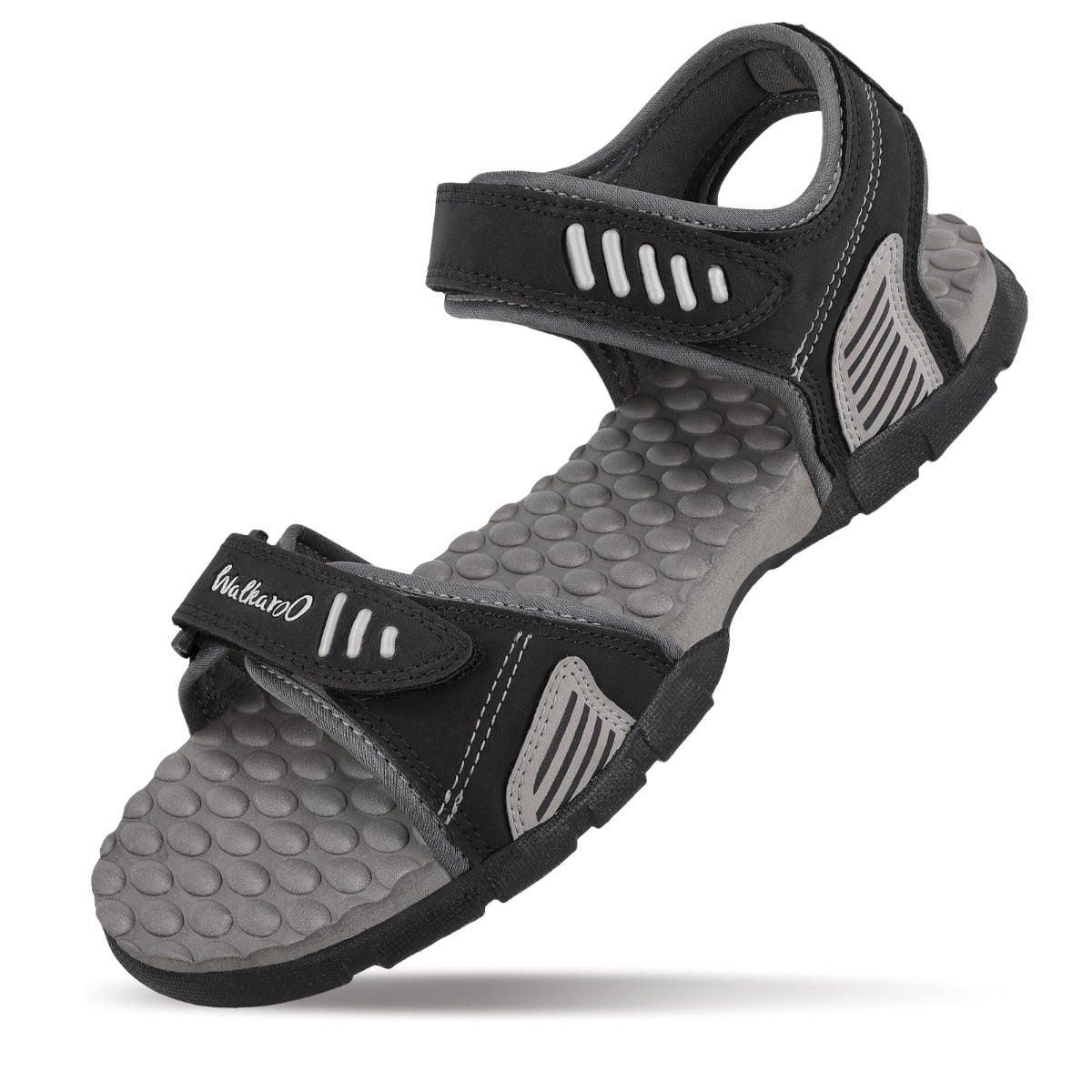 Walkaroo Men Sandal - WC4409 Black Grey - Walkaroo Footwear