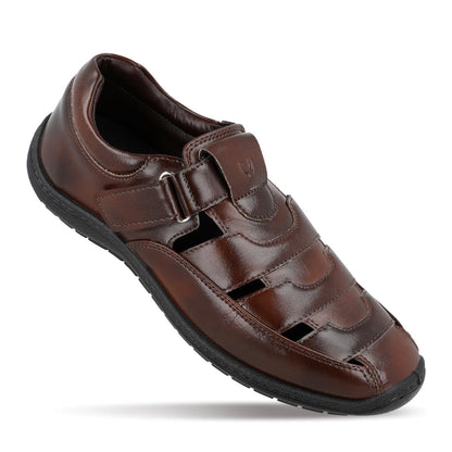 Walkaroo Xgo Gents Solid Roman Sandals - WF6259 Brown - Walkaroo Footwear