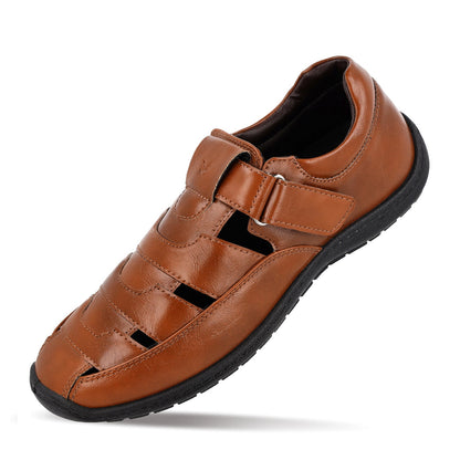 Walkaroo Xgo Gents Solid Roman Sandals - WF6259 Tan - Walkaroo Footwear