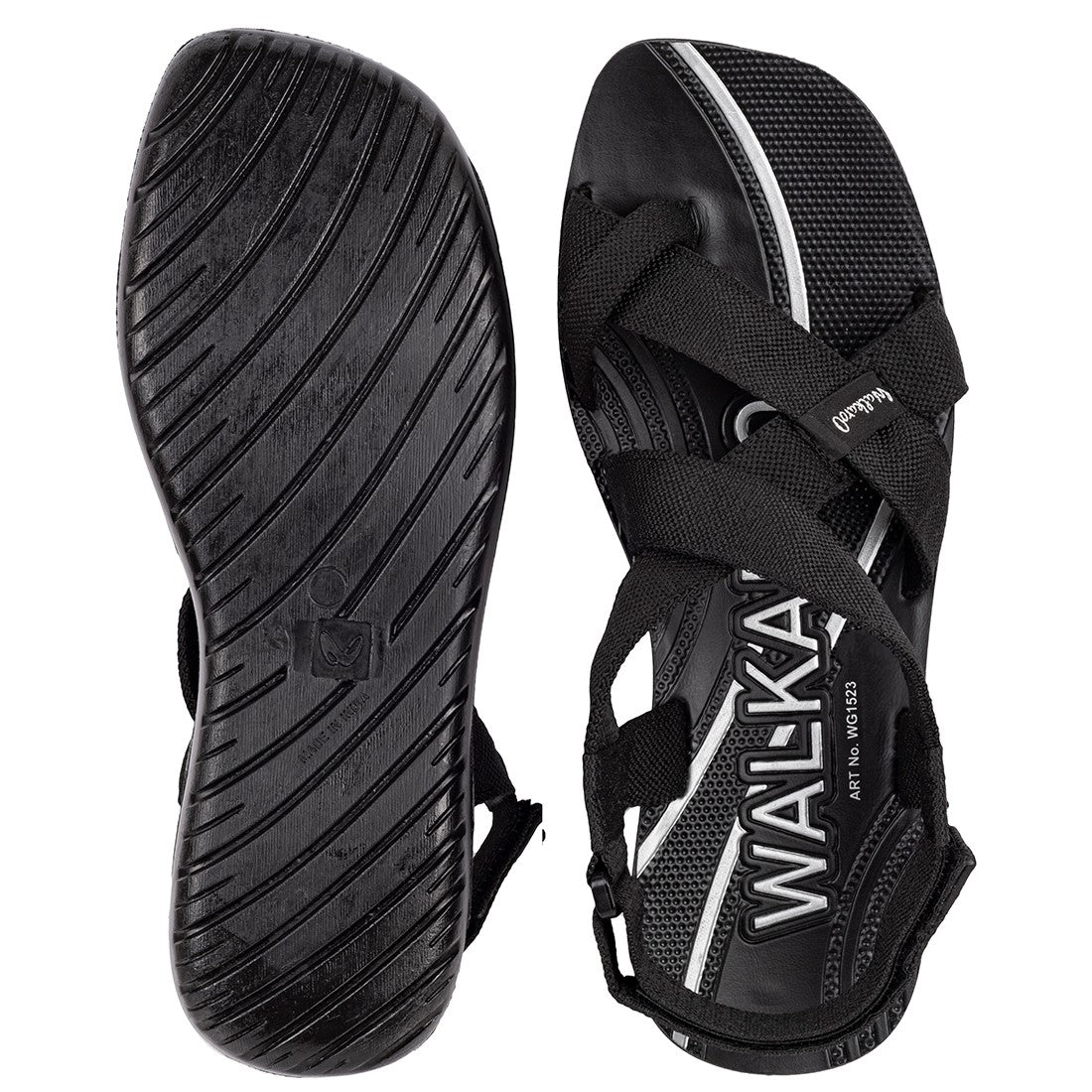 Walkaroo Mens Sandal - WG1523 Black - Walkaroo Footwear