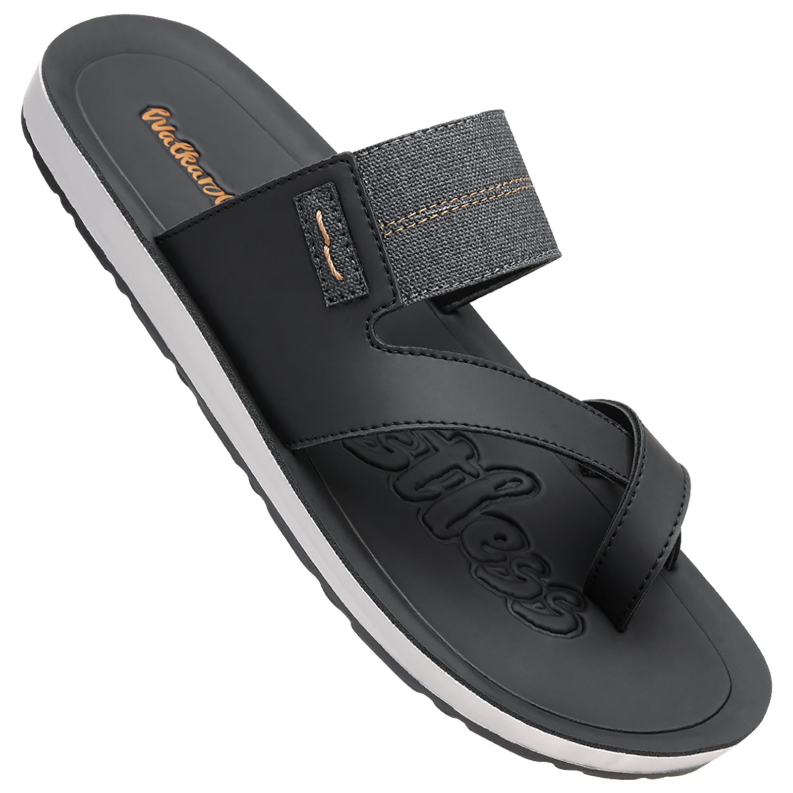 Walkaroo Men Cross Strap Slide Sandals - WG5301 Black - Walkaroo Footwear