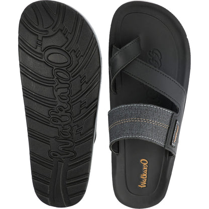 Walkaroo Men Cross Strap Slide Sandals - WG5301 Black - Walkaroo Footwear