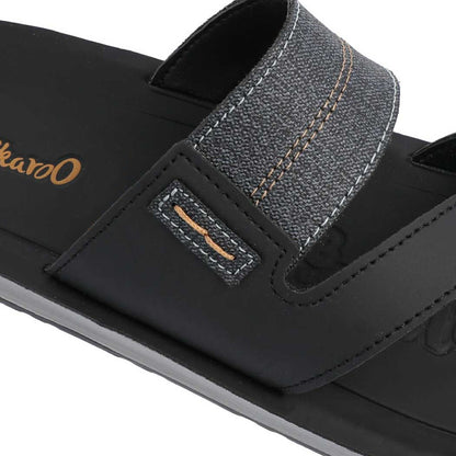 Walkaroo Men Cross Strap Slide Sandals - WG5301 Black - Walkaroo Footwear