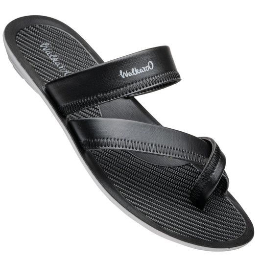 Walkaroo Men Cross Strap Slide Sandals - WG5340 Black - Walkaroo Footwear