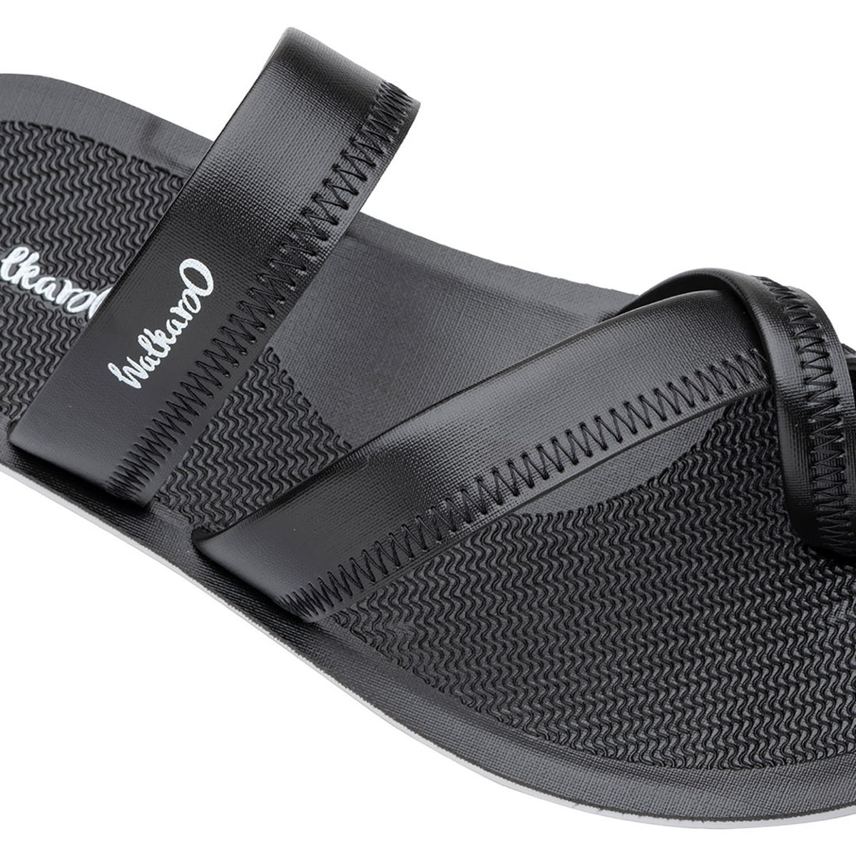 Walkaroo Men Cross Strap Slide Sandals - WG5340 Black - Walkaroo Footwear