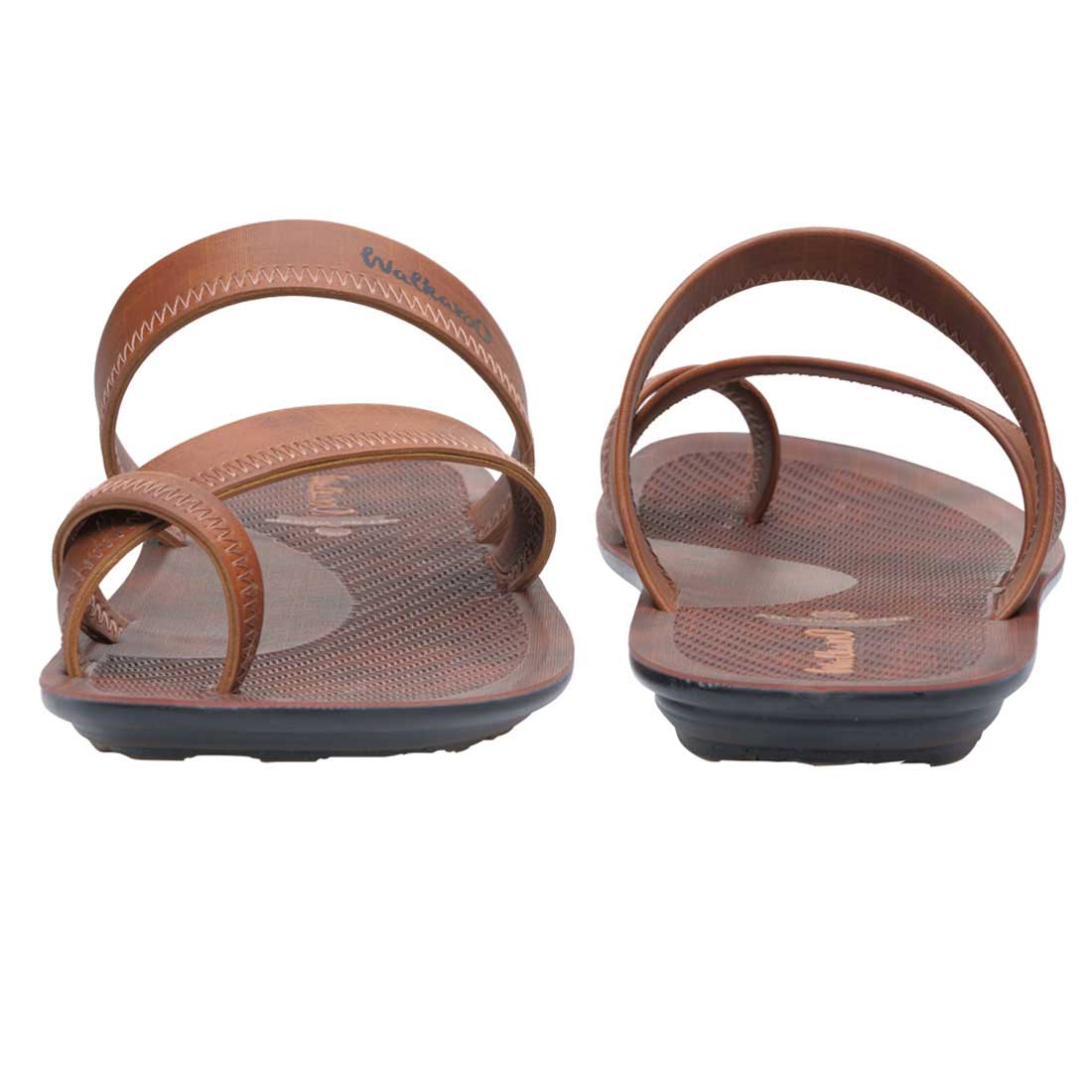 Walkaroo Men Cross Strap Slide Sandals - WG5340 Tan - Walkaroo Footwear