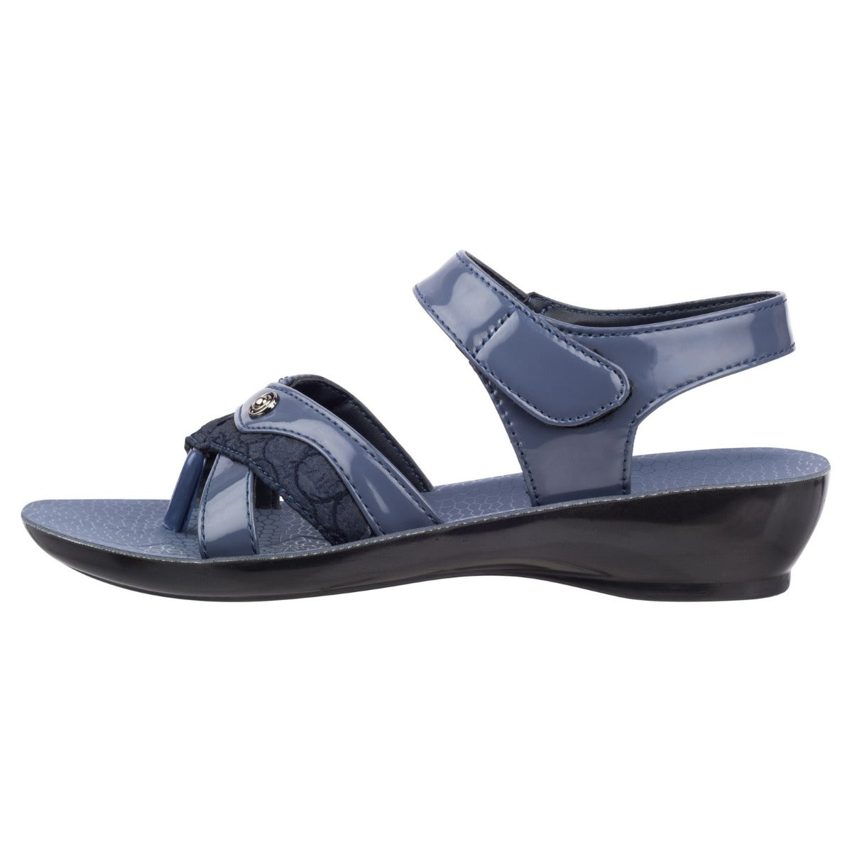 Walkaroo Womens Ankle Strap Flat Sandal - WL7801 Blue - Walkaroo Footwear