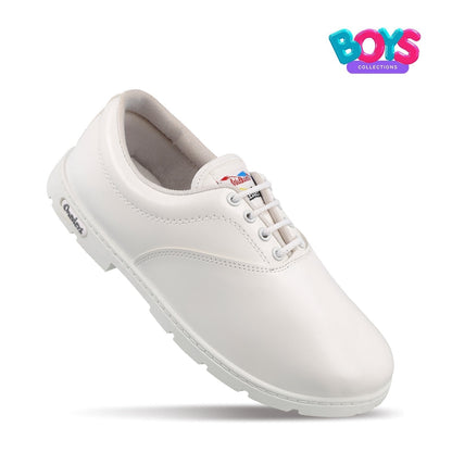 Walkaroo boys School Shoes - WV522 White - Walkaroo Footwear